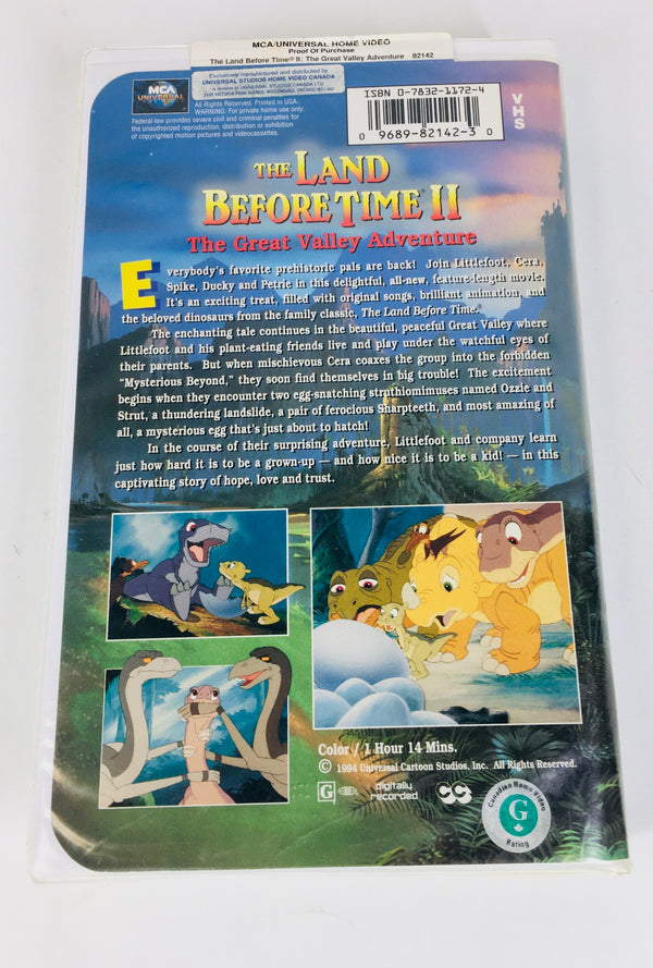 THE LAND BEFORE TIME II : THE GREAT VALLEY ADVENTURE (VHS)